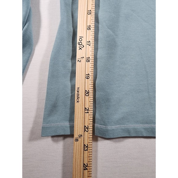 Patagonia Womens Large Blue Organic Cotton Blend Long Sleeve Polo Shirt V-Neck - Picture 2 of 8